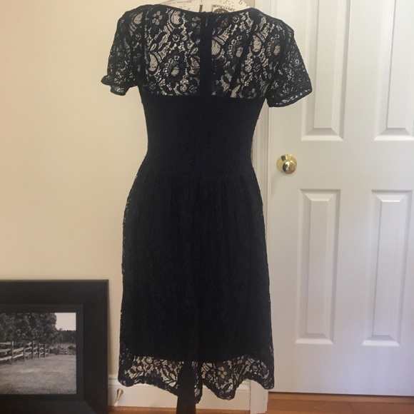Maison Jules Navy Lace Pleated Cap sleeve Dress M - Picture 6 of 8